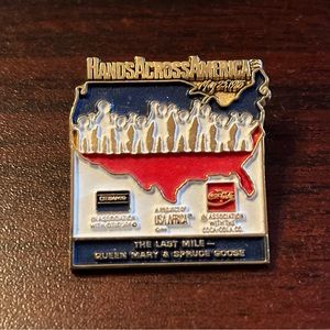Vintage Coca-Cola Coke‎ Hands Across America Last Mile Queen Mary Lapel Pin